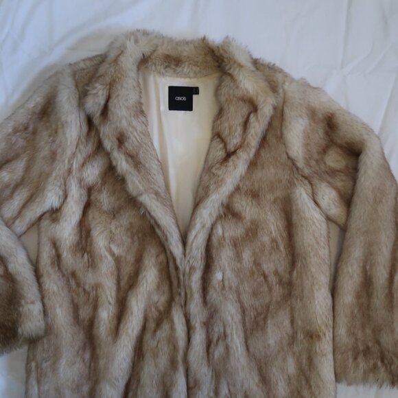 ASOS Longline Faux Fur Coat Blonde US 12 - Picture 2 of 4